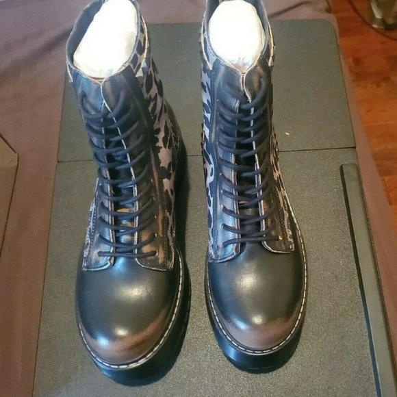 Steve Madden Avenger Leopard Studded Combat Boots - Picture 4 of 7